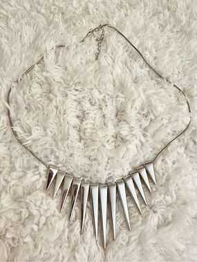 Express Silver Spike Collar Necklace - Special Statement Necklace - SPECTACULAR